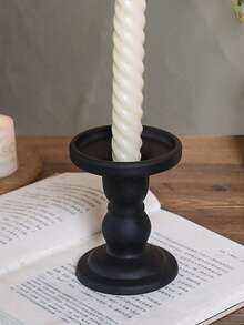 1 pièce Bougeoir en fer vintage noir, ornement décoratif