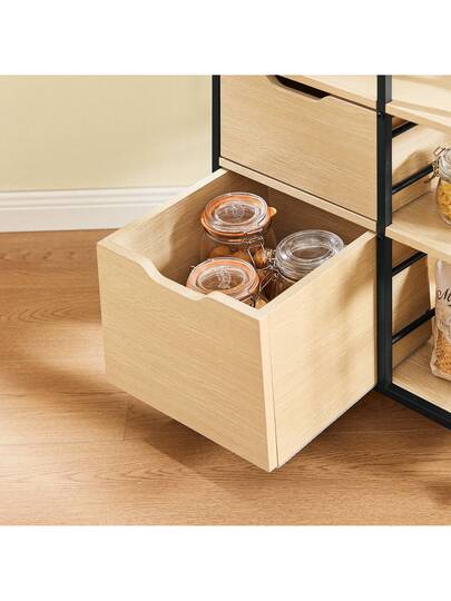 SoBuy Kitchen Trolley Cart Storage Serving Wit Natural W53 D37 H89cm FKW111 WN view 6