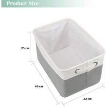 LOONGSUEN 3Pack Collapsible Fabric Storage Baskets 40x33x25cm Rectangular Organizer Bins For Shelves Closets Nursery Home Office And Gift Storage White And Grey