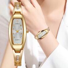 1pc Women's Casual Quartz Wrist Watch With Steel Band, Rhinestone Decorated Dial, Fashionable And Elegant - Vàng - Xem 10