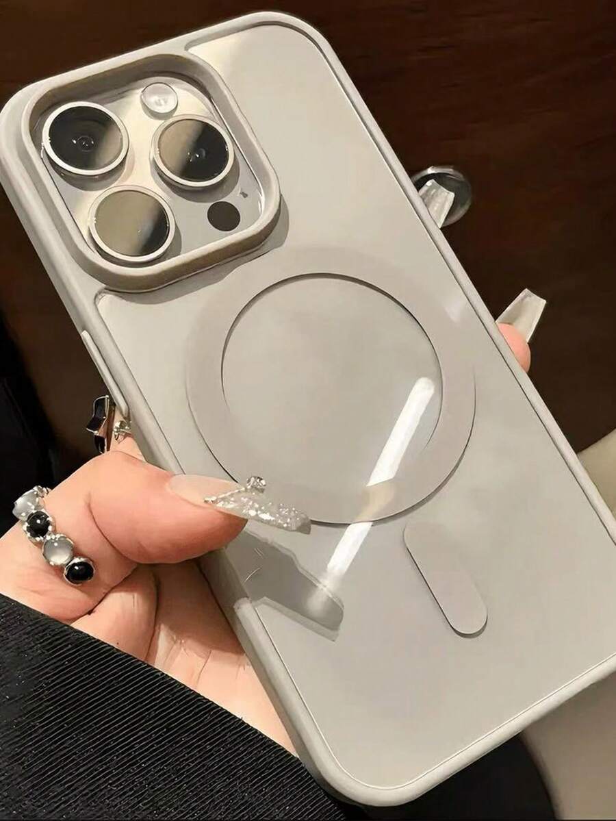 透明软灰色边框凝胶磁吸充电保护壳 | 兼容 MagSafe，防震超薄，兼容 - 灰色 - 查看 1