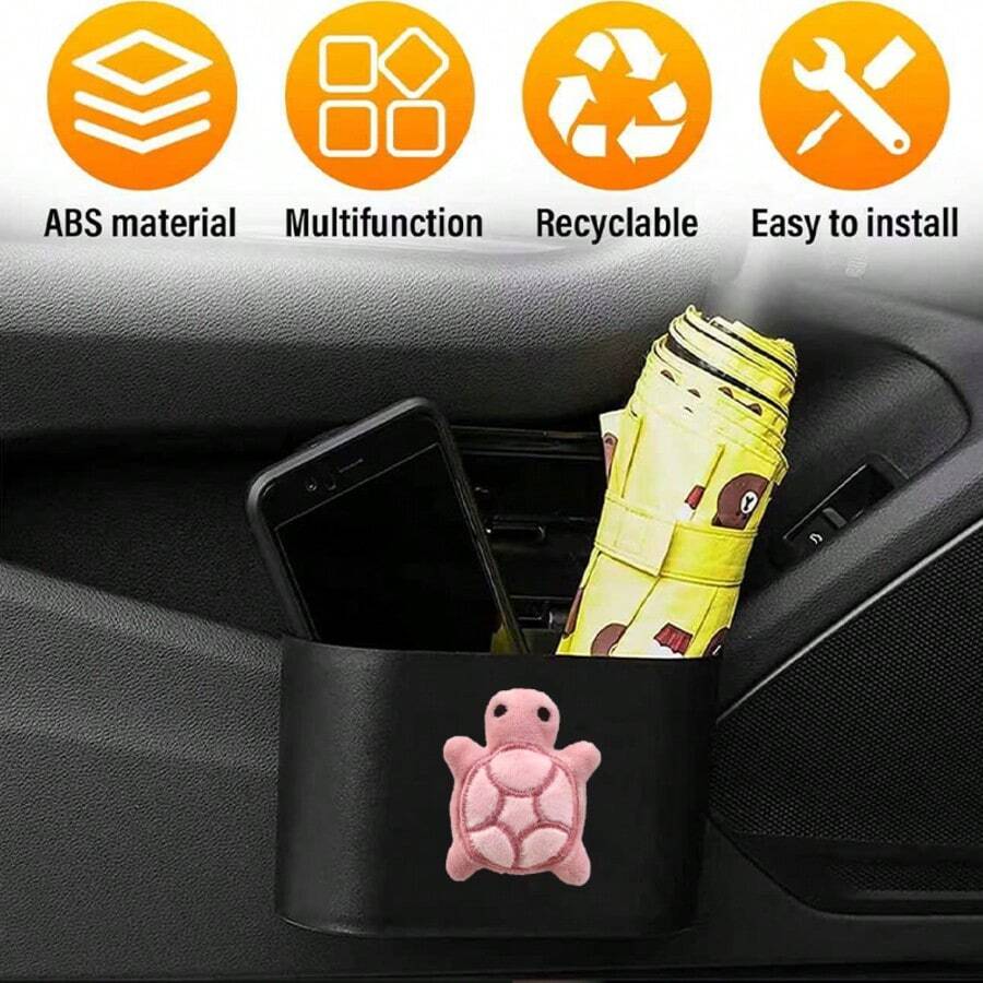 Creative Car Cute Plush Turtle Trash Can, Car Storage Bucket, Front Car Hanging Car Storage Garbage Bag, Car Supplies