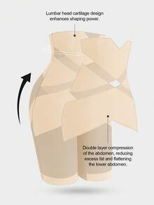 1 pieza Corsé moldeador de cintura de látex para mujer de talla grande, moldeador corporal de cintura alta con control de abdomen - Albaricoque - Ver 4