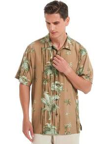 Men's Hawaiian Floral Shirts Silk Short Sleeve Button Down Casual Tropical Beach Holiday Shirtshalloween - 栗子1 - 查看 9