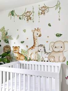 Cartoon Fox, Hedgehog, Pine Tree Wall Decals, Decorative Wall Stickers For Kids Room, Nursery, PVC Removable Wall Arts, Posters, Animals