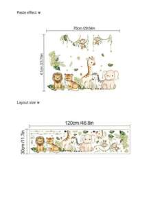 Cartoon Fox, Hedgehog, Pine Tree Wall Decals, Decorative Wall Stickers For Kids Room, Nursery, PVC Removable Wall Arts, Posters, Animals