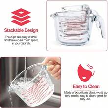 Juego de 6 tazas medidoras de vidrio con tapas, 1 - 2 - 4 tazas medidoras lquidas para cocina - Rojo - - Ver 5