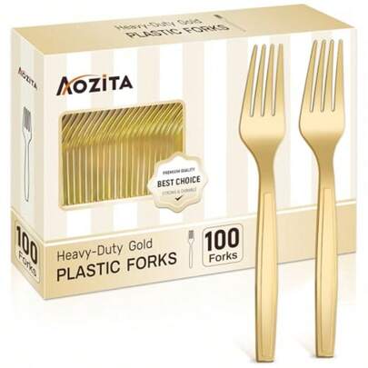 100 Pcs Gold Plastic Forks Disposable Plastic Forks Plastic Utensils For Parties Weddings Picnics Big Event Daily Use
