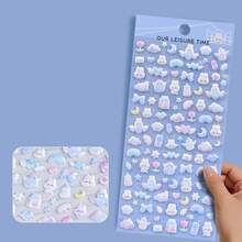 Pegatinas 3D de dibujos animados lindos, pegatinas 3D de estilo japonés adorables con burbujas, pegatinas de diario creativas en relieve, pegatinas decorativas hechas a mano con gemas de cristal de diamante, regalo de Navidad/Acción de Gracias/cumpleaños para niños