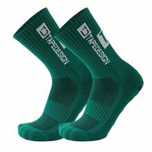 1 paire de chaussettes de sport de football avec lettres pour l'extérieur, chaussettes de sport à fond épais en terry antidérapant, chaussettes d'automne - Multicolore - Voir 23