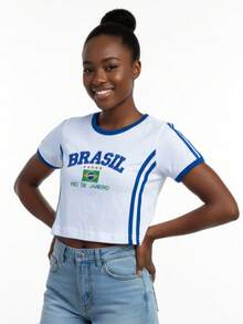 BabyTee Brasil Embroidered Women's T-Shirt - 白色 - 查看 7