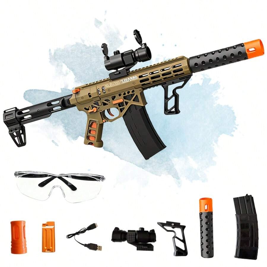 Dual-Mode Electric Soft Bullet Toy Gun - Fun For Indoor ,Outdoor Team Shooting Games | Ideal Halloween, Christmas Birthday Present - 卡其色 - 查看 1