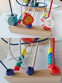 1 件婴儿玩具串珠穿线迷宫多功能益智木制玩具带动物串珠 - 彩色 - 查看 11