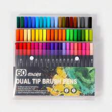 120 PCS Dual Markers Brush Pen Fine Double Tip Point Art Marker For Adult Coloring Hand Lettering Writing Planner Journal Note Calligraphy Drawing Art Craft School Supplied