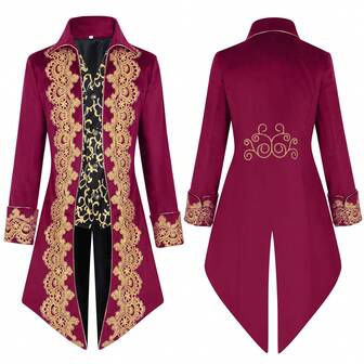 Herr Medeltida Steampunk Kappa Smoking Retro Fest Steampunk Renässans Frack Spets Scen Herr Nya Broderi Jackor