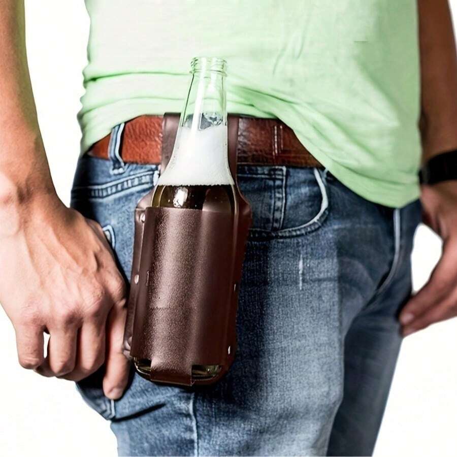 1pc Beer Bottle Holster, Adjustable Waist Bag For Men, Waterproof Beverage Holder, Easy Access Drink Pouch For Outdoor Activities And Travel, Beer Accessories
