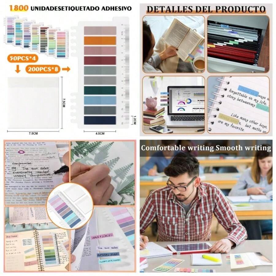2000 Handy Separador De Libros, Multifuncional Handy Post it, Bloc De Notas Impermeable Etiquetas, Material Escolar Oficina, Post It Para Libros post it libro - 1800 - Ver 1