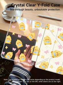 Süßes Cartoon-Enten-Muster doppelseitige Acryl, klare Kristall Tablet Hülle. Kompatibel mit iPad 11 (2025/10.9)/Air 4/5/6/7 (2025/10.2)/Pro 11/10th/9.7/10.5, kompatibel mit Samsung Galaxy Tab. Es verfügt über eine Sleep/Wake-Funktion und einen mehrwinkeligen faltbaren Ständer. Perfekter Alltagsschutz und ein tolles Geschenk für Feiertage mit einem stylischen, minimalistischen Leoparden-Muster.