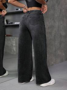 Teen Girl Classic Comfortable Straight Leg Jeans - Black - View 5