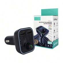 Transmisor para Auto con Pantalla LED FM Bluetooth 2 Puertos USB y Reproducción MP3 Compatible con Tarjeta TF Transmisor Bluetooth para Coche con LED RGB - Negro - View 8