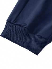 Men's Elastic Waist Drawstring Pants, Thin Breathable Sports Trousers, Fashion Casual, Spring/Autumn - Navy Blue - View 4