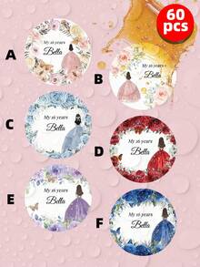 1-100PCS Customized Colorful Crown Birthday Stickers, Personalized Text Wedding Circular Stickers, Custom Adult Gift Labels, Butterfly And Floral Pattern Decoration Labels For Wedding Parties - White - View 45