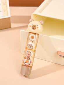 5pcs Capybara Stationery Set, Including A Creative Pencil Case With A Correction Tape, Eraser, And Ruler. It Can Be Used For Drawing And Correcting Pencil Marks, Making It A Beautiful Gift For Friends.