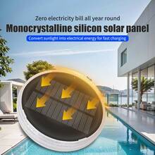 1 pièce Lumière de piscine solaire, rouge/jaune/orange/vert, chargement de jour, éclairage automatique de nuit, efficace, lumineux et à plusieurs modes d'éclairage, peut être épaissi, anti-écrasement, masque en PC, flotteur d'eau, jardin de piscine, piscine, pelouse, usage extérieur