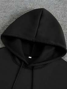 La sudadera con capucha de otoño e invierno para hombre con capucha con bolsillos, un patrón de impresión de texto cómodo y apta para la piel es adecuada para el hogar al aire libre, etc. - Negro - Ver 3