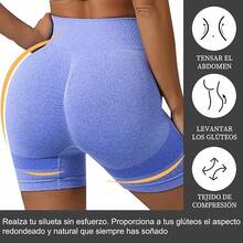 CEEMACE Conjunto Deportivo Mujer de 3 Piezas de Yoga Brasier + Licras deportivas Cintura Alta Control Abdominal Elástico para Jogging Deportes Entrenamiento - azul - Ver 3