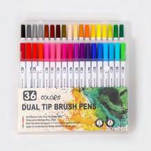 120 PCS Dual Markers Brush Pen Fine Double Tip Point Art Marker For Adult Coloring Hand Lettering Writing Planner Journal Note Calligraphy Drawing Art Craft School Supplied