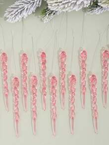 Set 12 buc/24 buc/120 buc ornamente de Crăciun cu țurțuri acrilice, decorațiuni de cristal pentru brad de Crăciun, ornamente acrilice cu fulgi de zăpadă agățate, decorațiuni noi pentru brad de Crăciun, potrivite pentru brad, iarnă, petrecere de Anul Nou, decor pentru casă, decor pentru cameră, decorațiuni de perete decorațiuni de Crăciun