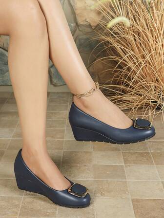 Tacones altos de punta fina cómodos y suaves con cuña para mujer