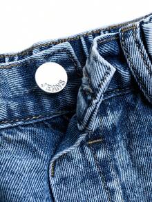 Jeans cargo de pierna ancha con lavado claro, estilo callejero para niña, con múltiples bolsillos, cintura elástica, corte holgado, adecuado para todas las estaciones - Lavado ligero - Ver 6