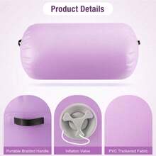 Trintion Inflatable Gymnastics Air Roller Barrel 100cm Tumbling Mat Professional Backbend Trainer For Yoga/Backflip Training Home Gym Use High-Weight Capacity - Purple - View 4