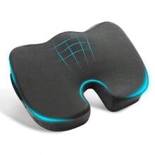 Cooling Gel Enhanced Memory Foam Orthopedic Support Cushion For Long Sitting Back Sciatica Coccyx Tailbone Pain Relief Pillow For Office Gaming Car Wheelchair - 黑色 - 查看 2