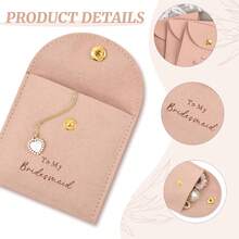 ALQD Jewelry Bags Bridesmaid Gifts Set Of 8 Velvet Small Jewelry Pouch With Button Bracelet Earring Necklace Packaging Bridesmaid Proposal Bags Bridal Party Favors Gifts (Dark Coral Pink) - 淺灰藍色 - 查看 3