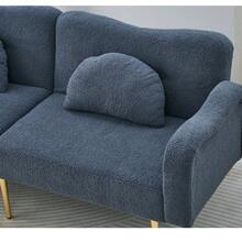 [Sleeping Function] Double Sofa Bed - Modern Double Sofa With Adjustable And Gold Metal Legs, Integrated Sleeping Function. 2 In 1 Multifunctional Furniture. - Navy Blue - View 11