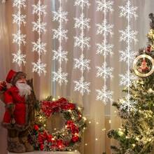 20pcs Artificial Snow Flakes, Christmas Tree Hanging Decorations, Ramadan Decorations, 3D Snowflake Party Background Decor, Hanging Snowflake Tassels, Suitable For Christmas Theme Party/Eid And Ramadan Gifts/Holiday And New Year Celebrations, Home Party Decor, No Power Required - White - View 2