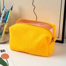 Custom Name Embroidered Cosmetic Bag, Solid Color Toiletry Wash Pouch, Stylish Makeup Storage Organizer, Multifunctional Travel Bag, Gift For Girl - Multicolor - View 8