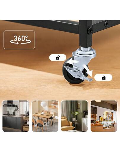 SoBuy Kitchen Trolley Cart Storage Serving Wit Natural W53 D37 H89cm FKW111 WN view 4
