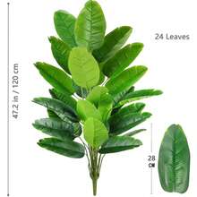65-125厘米24叶大型热带棕榈树假香蕉树叶子真实触感鹤望兰塑料植物适用于家庭花园 - 墨綠色 - 查看 18