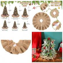 31 Inch Tree Skirt Decorations Linen Burlap Tree Skirt Round Xmas Cover Party Fall Indoor Outdoor Holiday Family Winter Home Decorations Linen Color