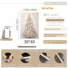 1pc, Canvas Wall Art, Framed Wall Decor, Christmas Art, Vintage White Painting Christmas Tree Mural, Christmas Wall Decor, Holiday Decor, Retro Art, Christmas Tree Ornament, Suitable For Home Decor, Living Room And Bedroom, Holiday Party Decorations, Happy New Year, Ideal Christmas And New Year Gift, Ready To Hang.