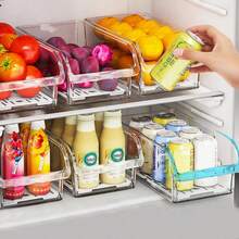 Clear Visible Classified Storage Fridge Organizer Bins Fruit Vegetable Food Drink Refrigerator Storage Containers Home Fridge Essential Must-Have For Housewives Popular Fridge Organizer - 1 cái có khay thoát nước - Xem 6