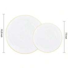 1 Set Of 20 White Gold Rimmed Round Cake/Dessert Plates, Including (7.5 Inch/10.25 Inch Serving Platters) And High-Quality Fruit Salad Plates, Reusable And Easy To Clean. Ideal For Weddings, Valentine's Day, Birthdays And Holiday Gatherings. - Multicolor - View 5