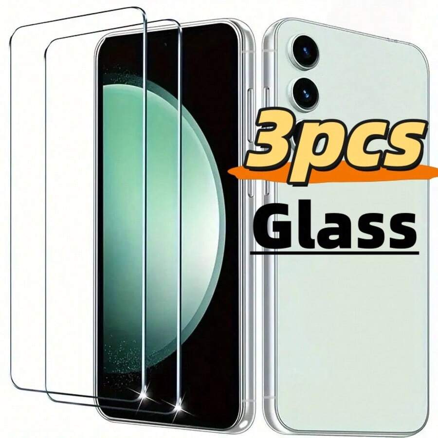 3片装钢化玻璃屏幕保护膜，兼容三星Galaxy A54 / A13 / A34 / A12 / A53 / A14 / A71 / A52 / A23 / A32 / A73 / A50 / A33 / A22 5G及类似型号，高清、无气泡、防刮花 - 無色 - 查看 1