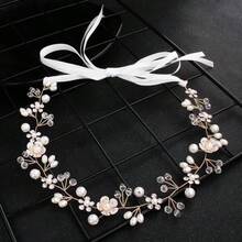 Uongeod Crystal Pearl Bridal Headband Bohemian Headpiece Leaf Hair Vine Flower Wedding Hair Accessories 1 Count Pack Of 1 Pearl