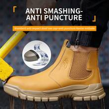 Botas con punta de acero para hombres, impermeables, botas de trabajo negras impermeables, botas de mujer de microfibra y cuero con punta de acero para hombres, zapatillas de trabajo, almacenes, cómodas, fábrica, al aire libre, taller de forja, para usar como senderismo, regalo del Día del Padre