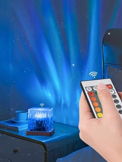 16-Color Northern Lights & Star Moon Projection Light - USB Powered With Remote Control, Perfect For Bedroom Ambiance, Parties, Valentine's Day & Christmas Decor